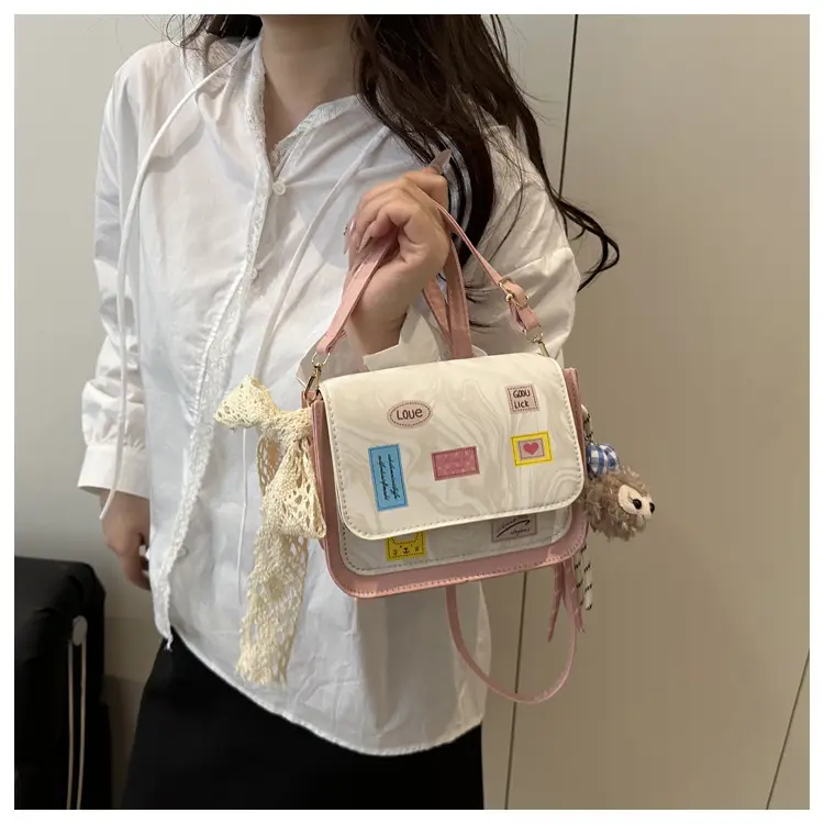 Pink White Embroidered Shoulder Bag for Women — feature 13