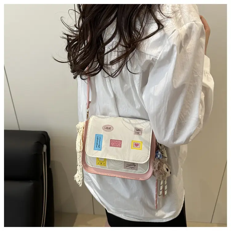 Pink White Embroidered Shoulder Bag for Women — feature 16