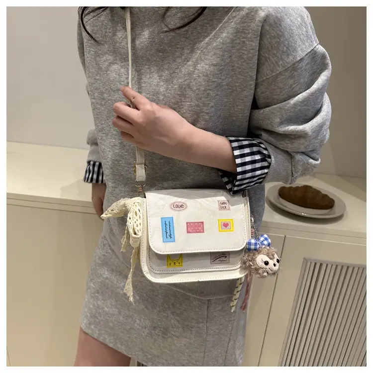 Pink White Embroidered Shoulder Bag for Women — feature 17