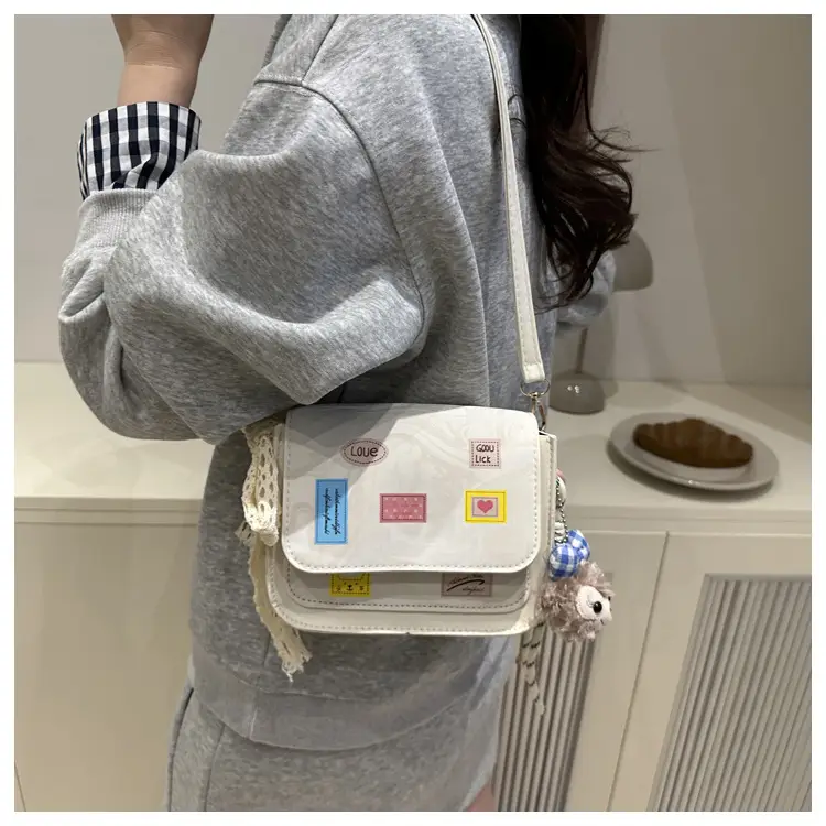 Pink White Embroidered Shoulder Bag for Women — feature 19