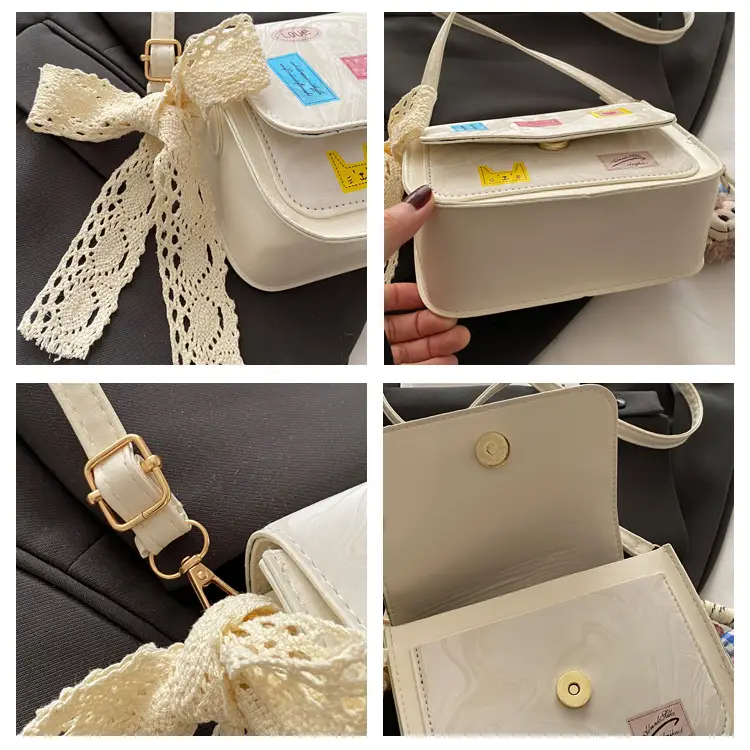 Pink White Embroidered Shoulder Bag for Women — feature 8