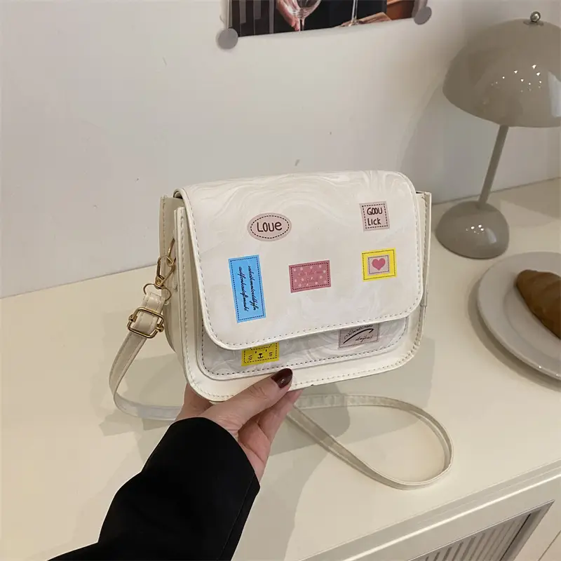 Pink White Embroidered Shoulder Bag for Women - Image 3