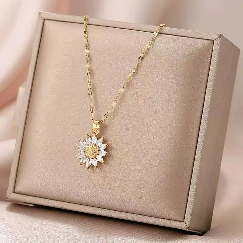 Titanium Steel Sunflower Necklace for Women - Image 3