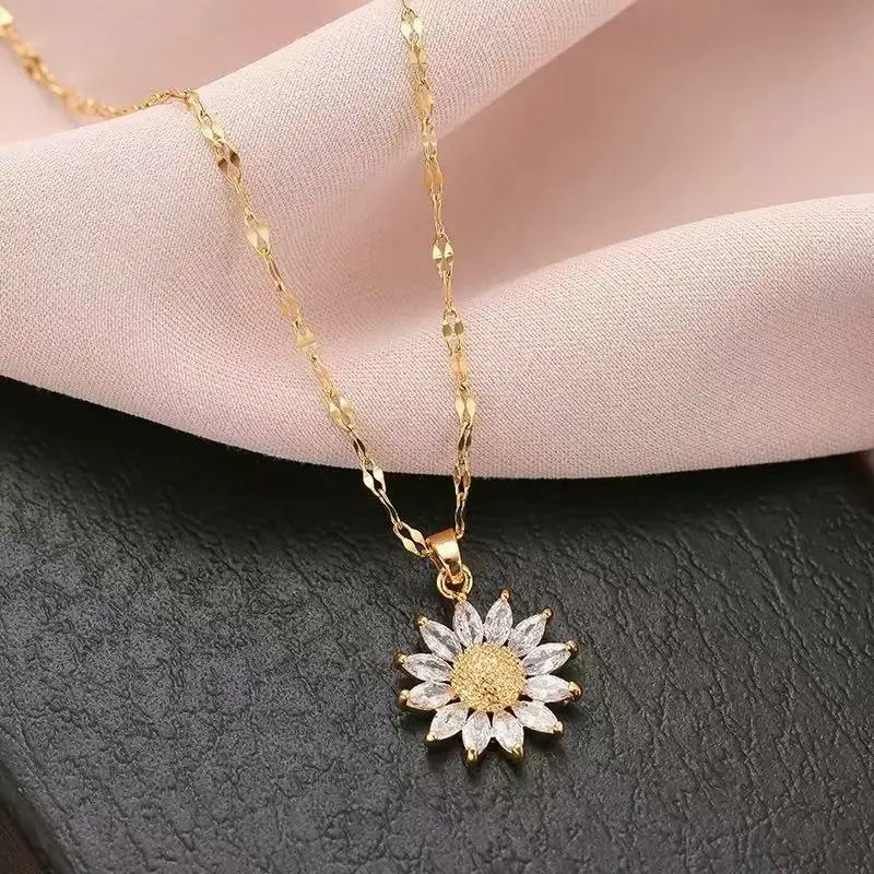 Titanium Steel Sunflower Necklace for Women - Image 4
