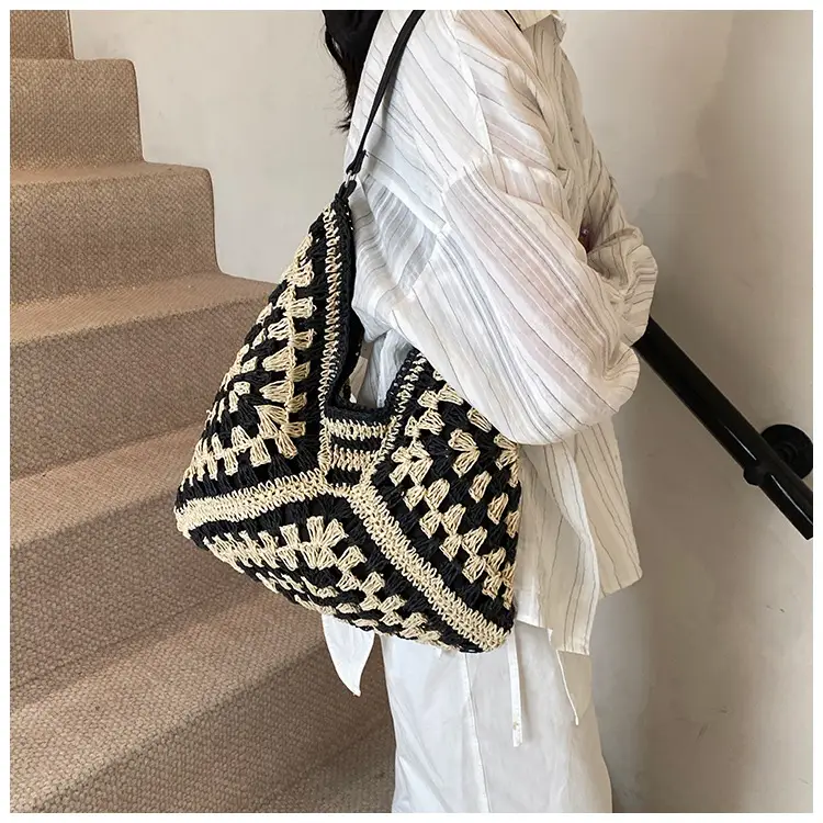 Women Crossbody Straw Bag Large Capacity Brown — feature 15