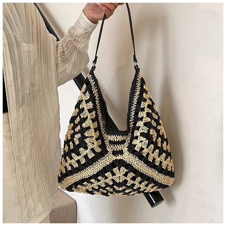 Women Crossbody Straw Bag Large Capacity Brown — feature 17