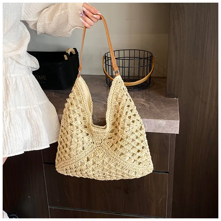 Women Crossbody Straw Bag Large Capacity Brown — feature 25