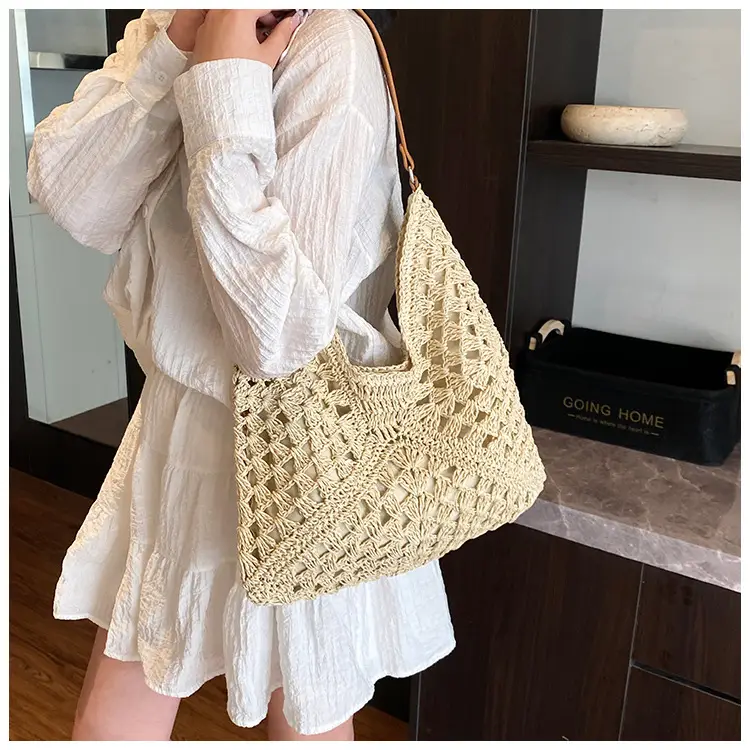 Women Crossbody Straw Bag Large Capacity Brown — feature 29