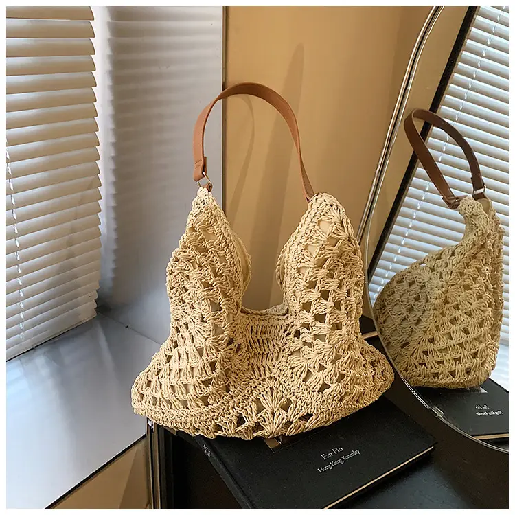 Women Crossbody Straw Bag Large Capacity Brown — feature 33