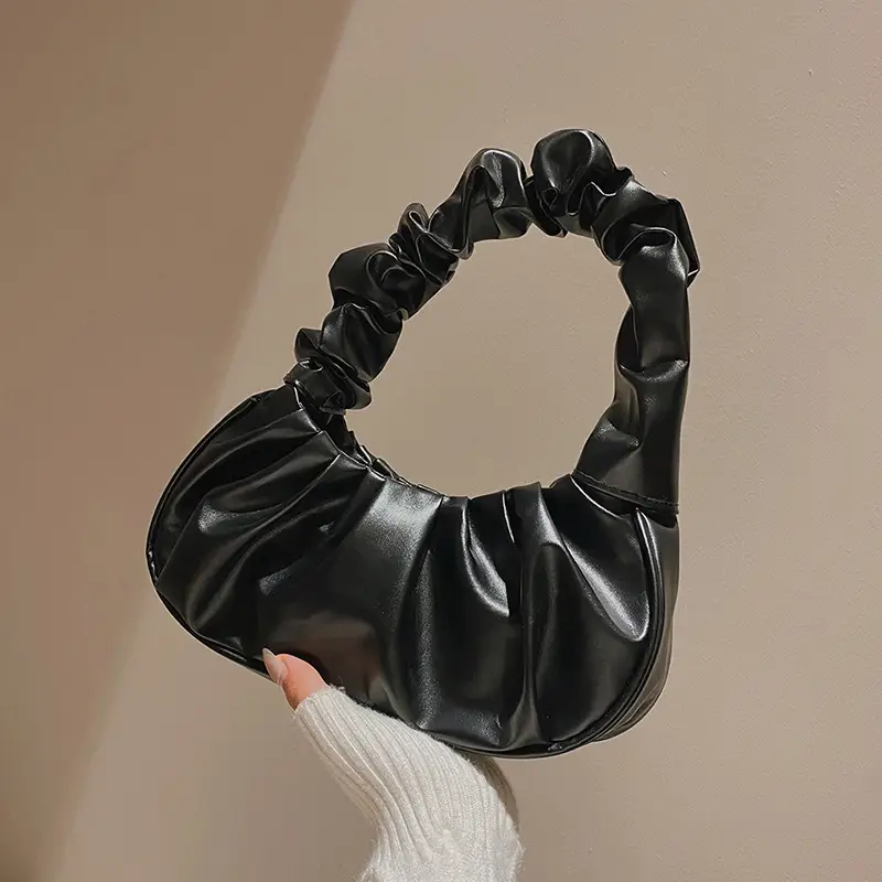 Cloud Pleated Women's Bag Black White 2023 - Image 2