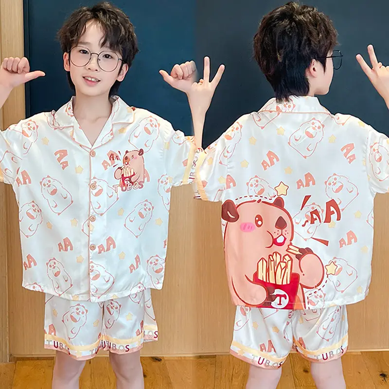 2025 Girls Summer Ice Silk Pajamas Medium to XL - Image 13
