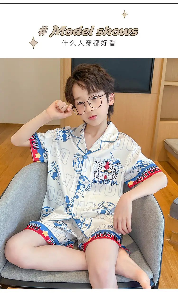 2025 Girls Summer Ice Silk Pajamas Medium to XL — feature 38