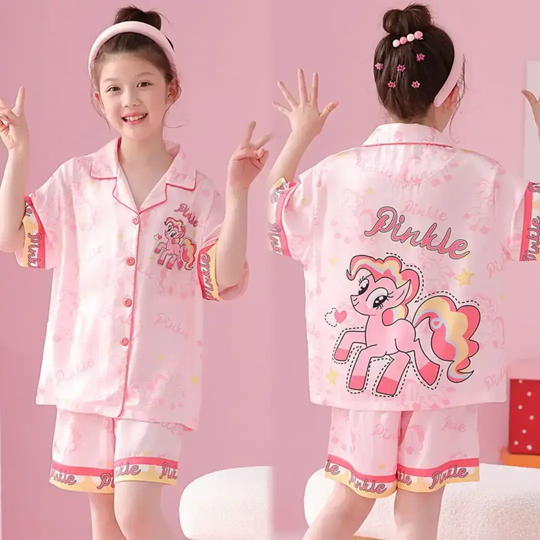 2025 Girls Summer Ice Silk Pajamas Medium to XL - Image 1