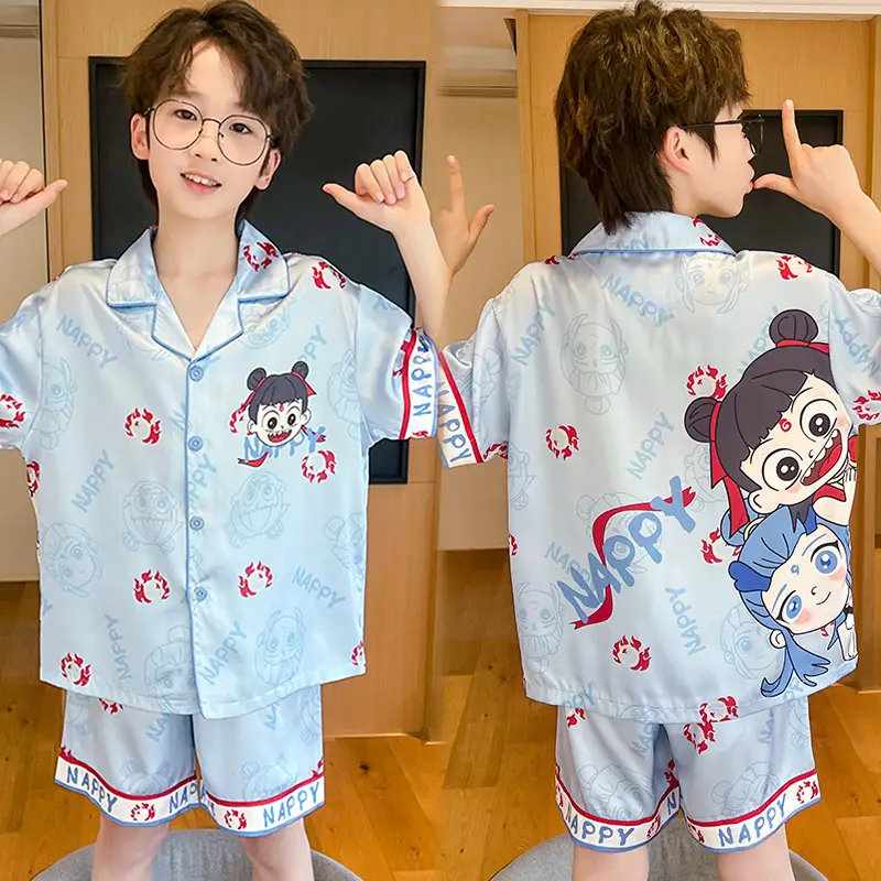 2025 Girls Summer Ice Silk Pajamas Medium to XL - Image 11