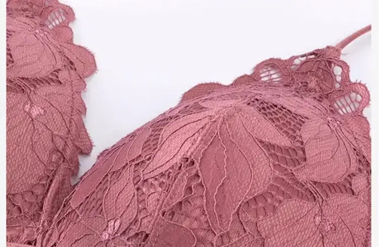 Black Lace Triangle Cup Bra Small Chest Push Up — feature 13
