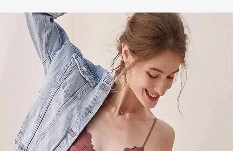 Black Lace Triangle Cup Bra Small Chest Push Up — feature 21