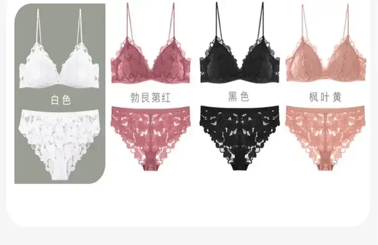 Black Lace Triangle Cup Bra Small Chest Push Up — feature 32