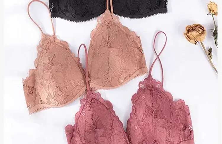 Black Lace Triangle Cup Bra Small Chest Push Up — feature 34