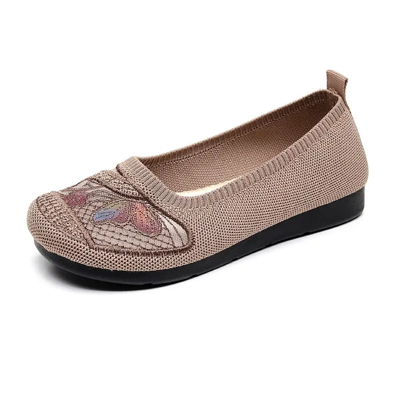 Women's Red Embroidered Slip-On Flats