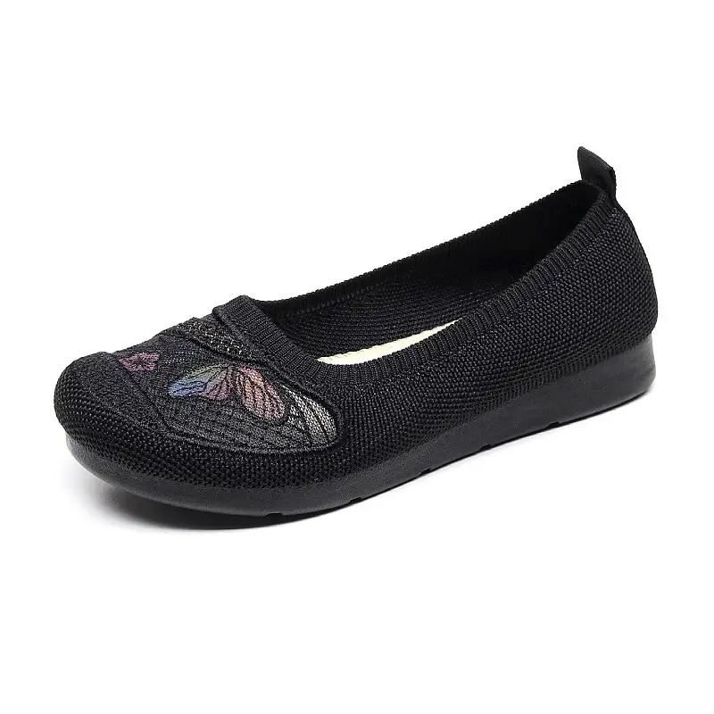 Women's Red Embroidered Slip-On Flats