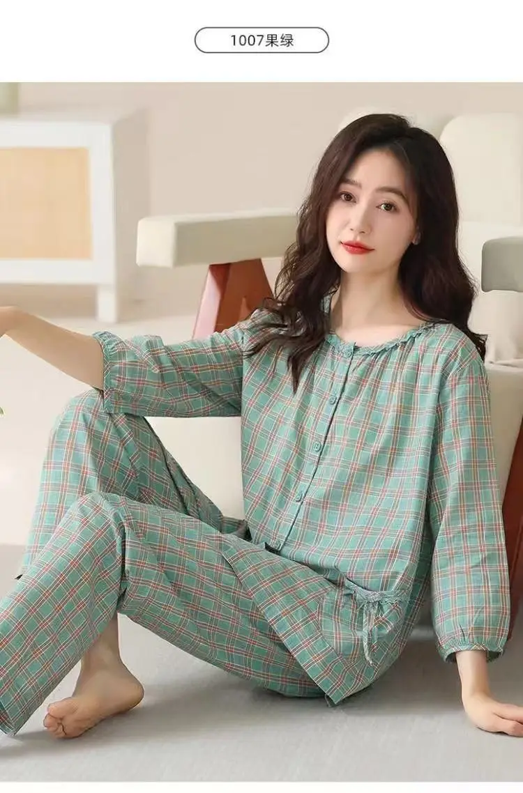 Women's Summer Cloud Cotton Three-Quarter Sleeve Nine-Quarter Pants Brushed Pajama Set — feature 1