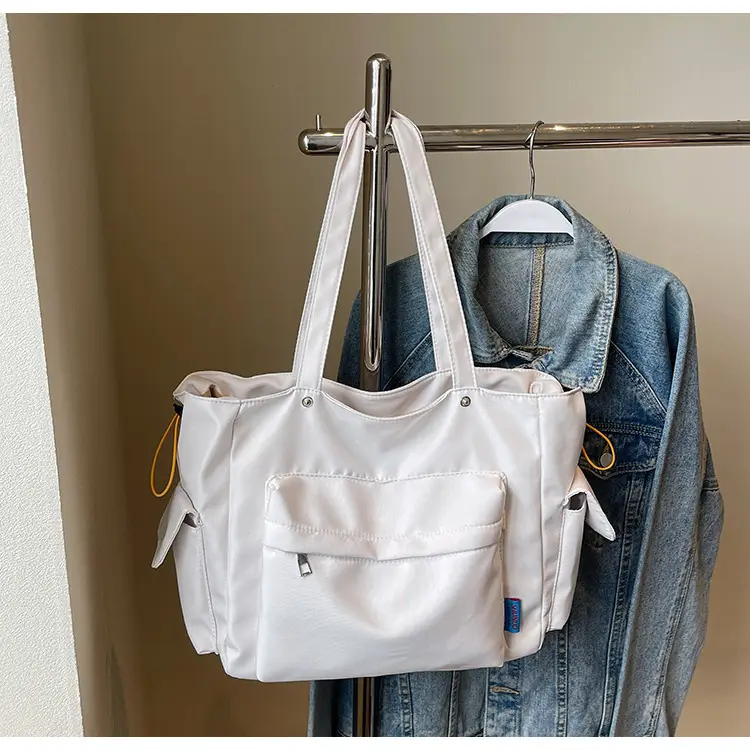 Women's Tan Canvas Shoulder Bag Large Capacity Casual Tote — feature 14