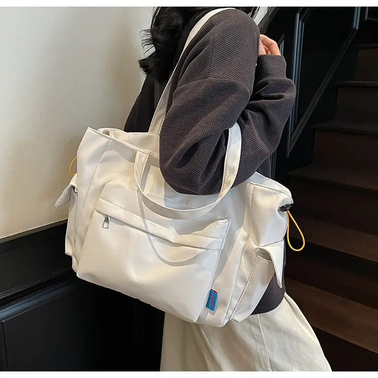 Women's Tan Canvas Shoulder Bag Large Capacity Casual Tote — feature 37