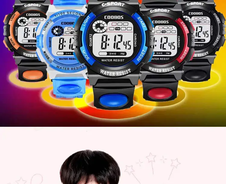 Kids Waterproof Digital Watch Pink Primary School — feature 3