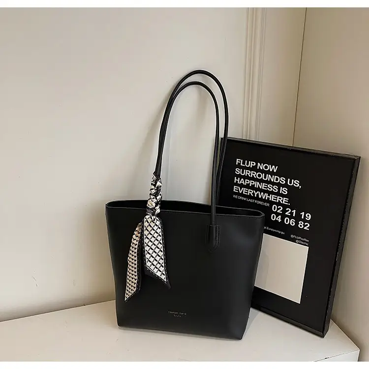 Black Women's Large Capacity Tote Bag with Adjustable Strap — feature 16