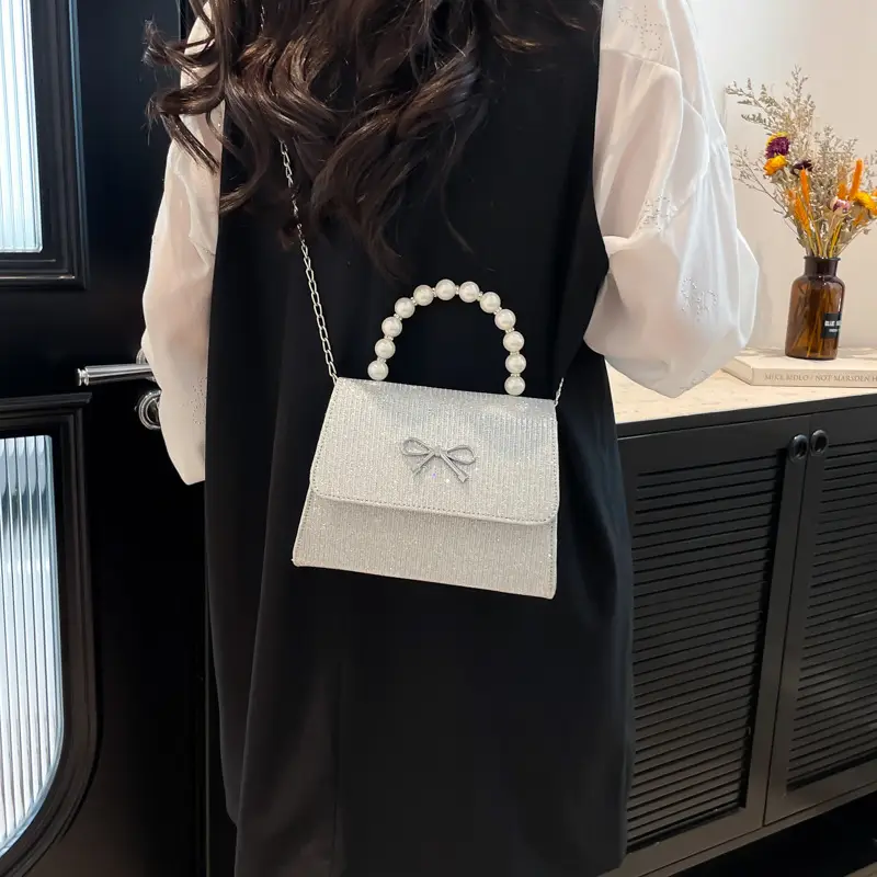 Women's Pearl Bow Handbag Set of 4