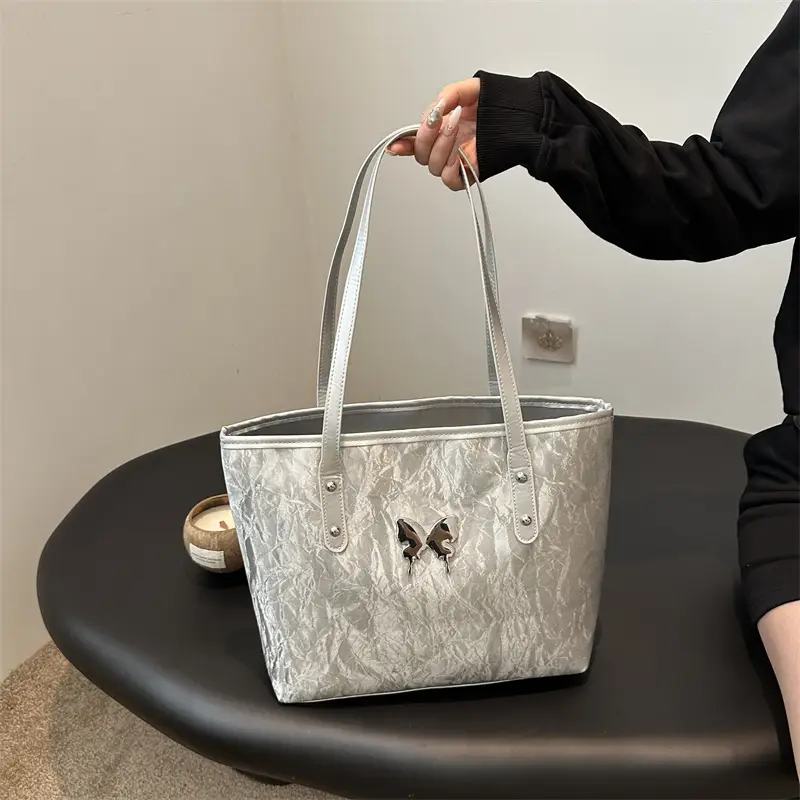 Silver Butterfly Tote Bag for Women Large Capacity - Image 6