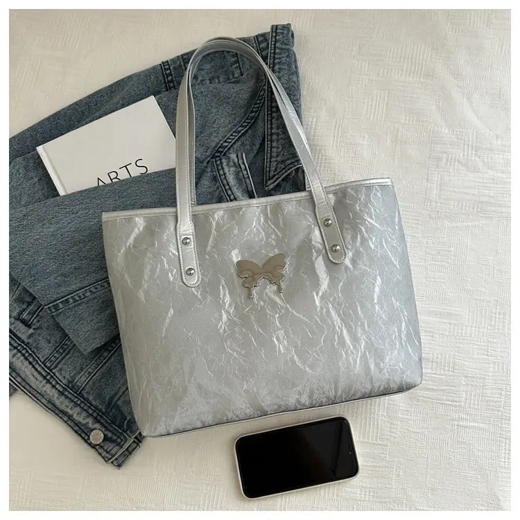 Silver Butterfly Tote Bag for Women Large Capacity — feature 5
