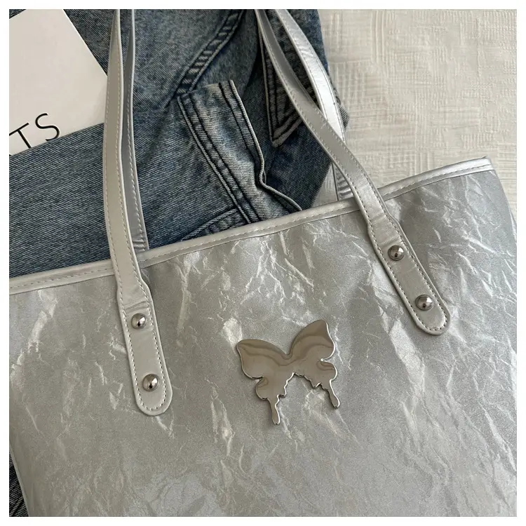 Silver Butterfly Tote Bag for Women Large Capacity — feature 8