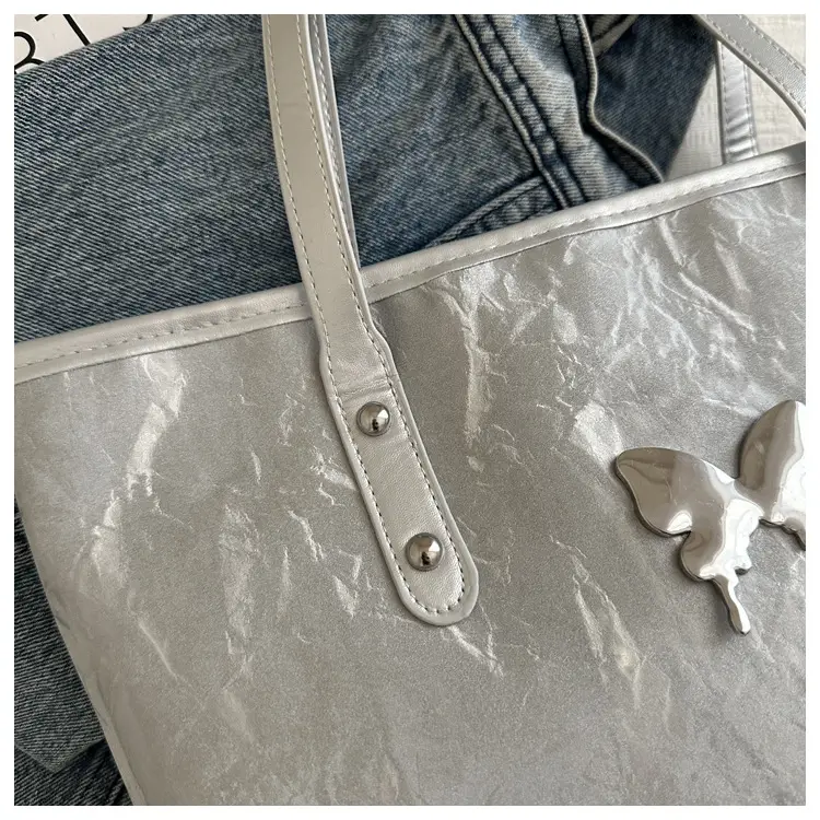 Silver Butterfly Tote Bag for Women Large Capacity — feature 9