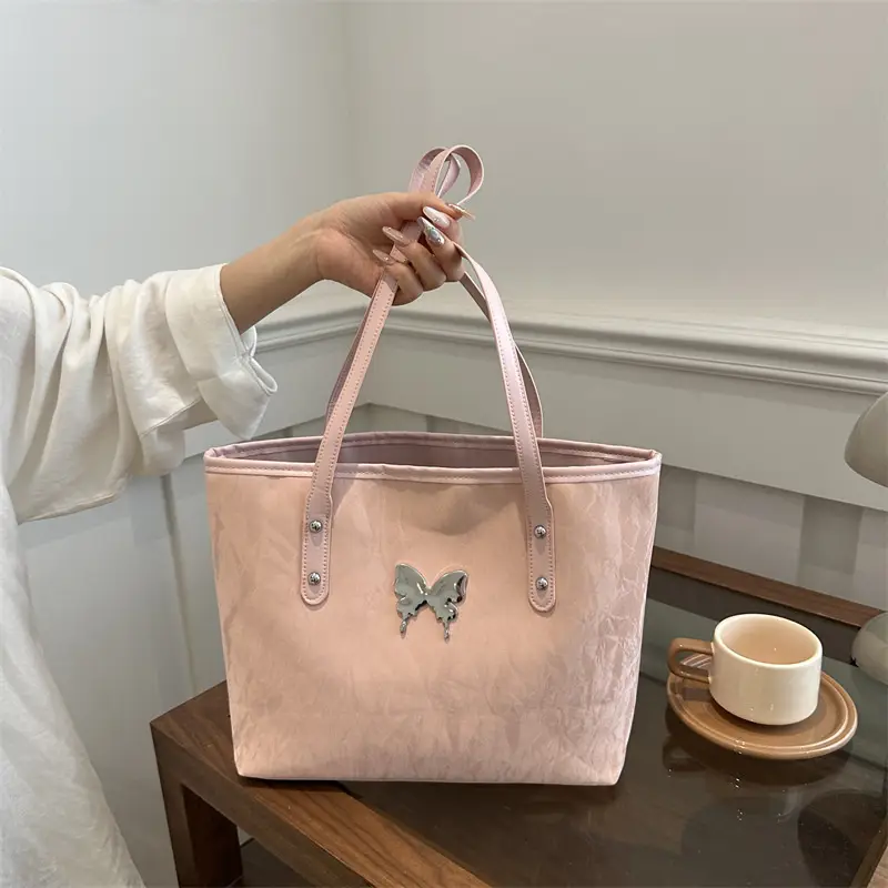Silver Butterfly Tote Bag for Women Large Capacity - Image 2