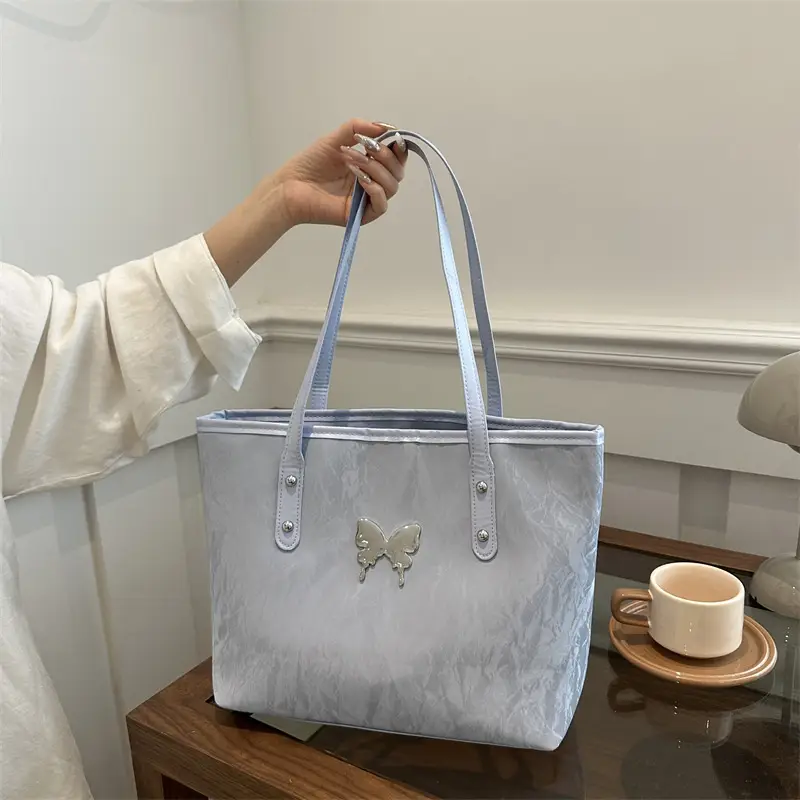Silver Butterfly Tote Bag for Women Large Capacity - Image 3