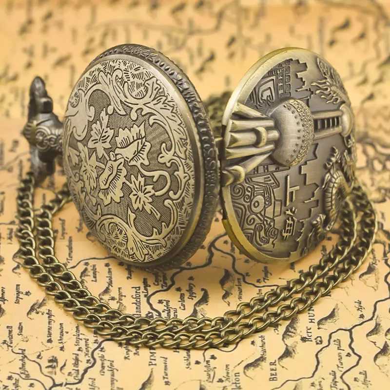 Universal Shanghai Bund Flip Pocket Watch with Chain — feature 13