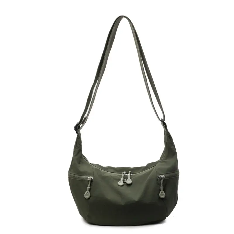 Women's Green Crossbody Bag with Zip Pockets - Image 9