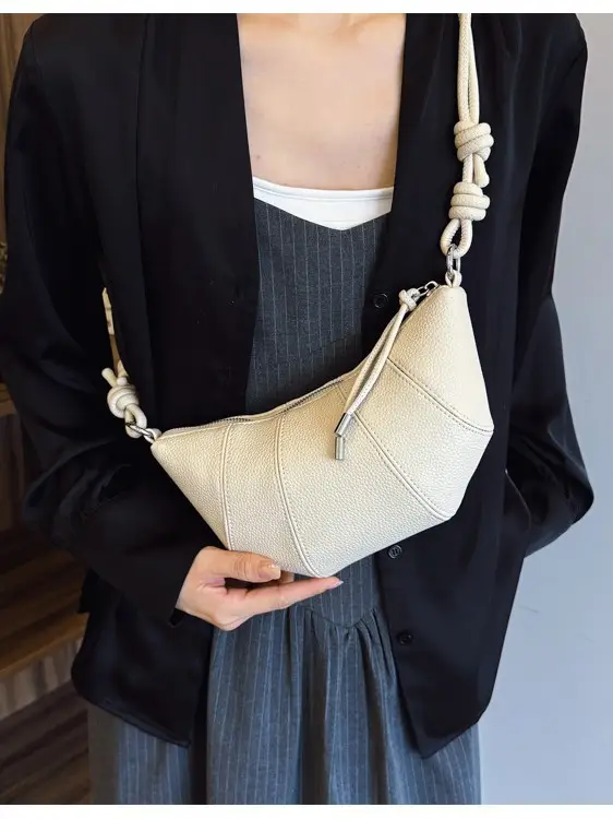Women's Cream Crossbody Bag with Pearl Chain - Image 6