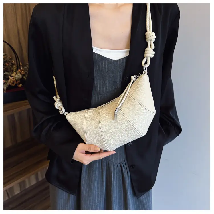 Women's Cream Crossbody Bag with Pearl Chain — feature 10