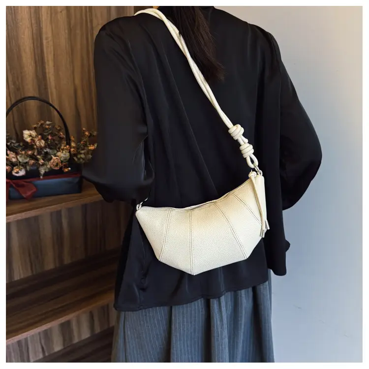 Women's Cream Crossbody Bag with Pearl Chain — feature 11