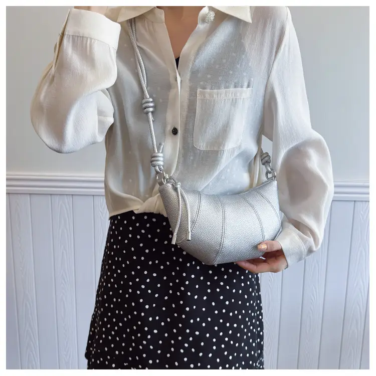 Women's Cream Crossbody Bag with Pearl Chain — feature 13