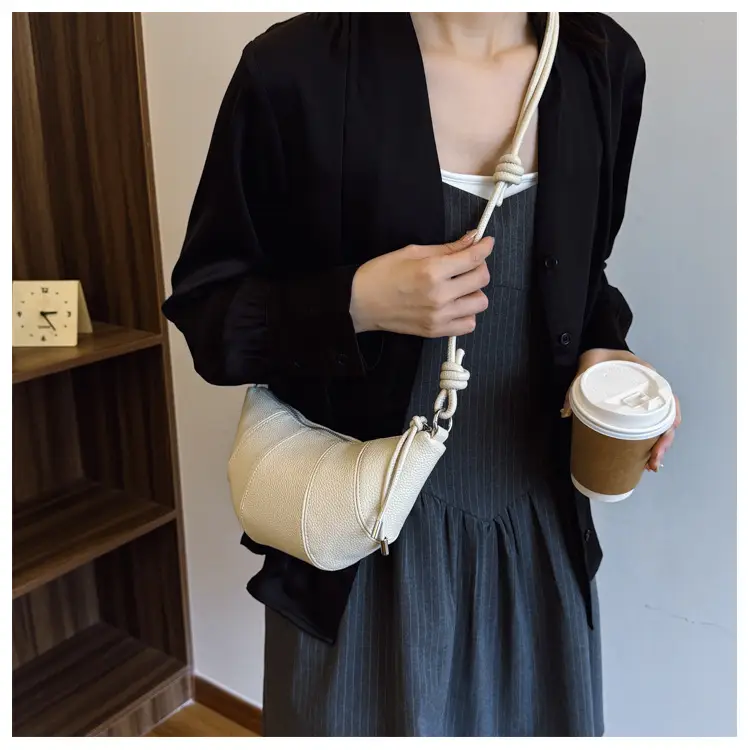 Women's Cream Crossbody Bag with Pearl Chain — feature 9
