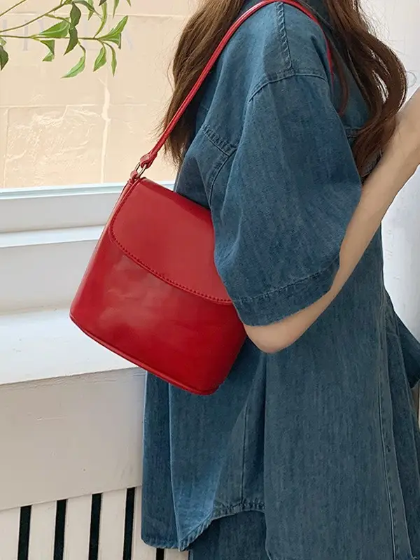 Red Korean Ins-Style Underarm Bag for Women - Image 4