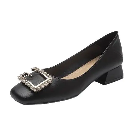 French Square-Toe Single Shoes for Women 2026 Spring and Autumn New Style, Elegant, Fashionable, Versatile, Shallow Mouth, Chunky Heel, Low Heel, Professional Work Shoes - Image 6