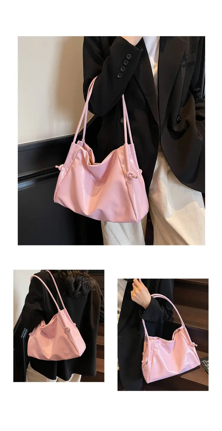 Large Capacity Korean Style Shoulder Bag Solid Color Elegant Design — feature 17