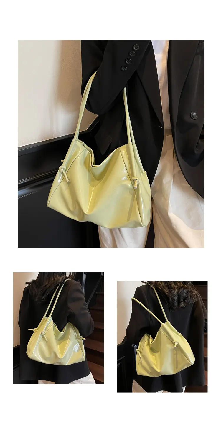 Large Capacity Korean Style Shoulder Bag Solid Color Elegant Design — feature 18