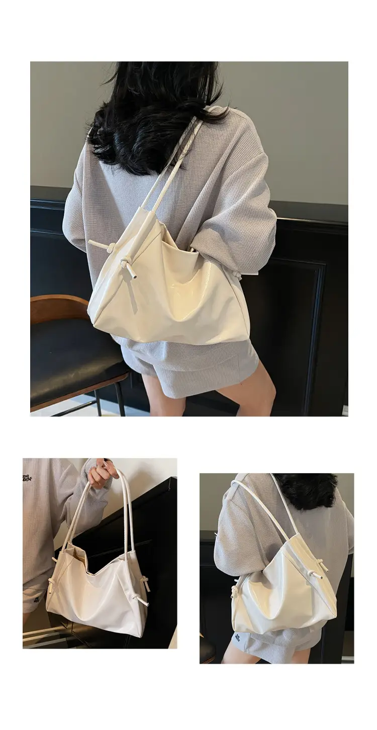 Large Capacity Korean Style Shoulder Bag Solid Color Elegant Design — feature 19