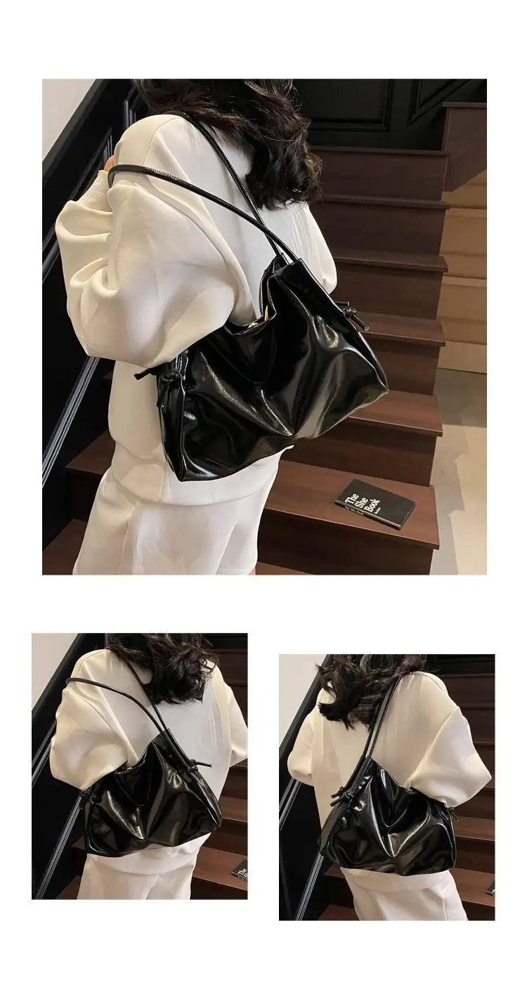 Large Capacity Korean Style Shoulder Bag Solid Color Elegant Design — feature 21