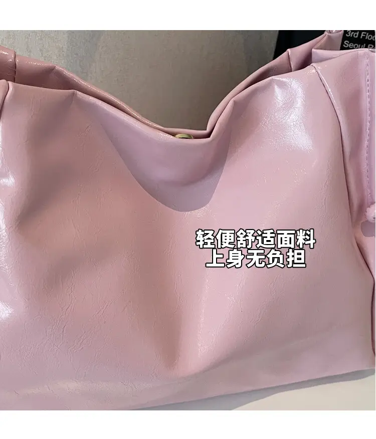 Large Capacity Korean Style Shoulder Bag Solid Color Elegant Design — feature 5